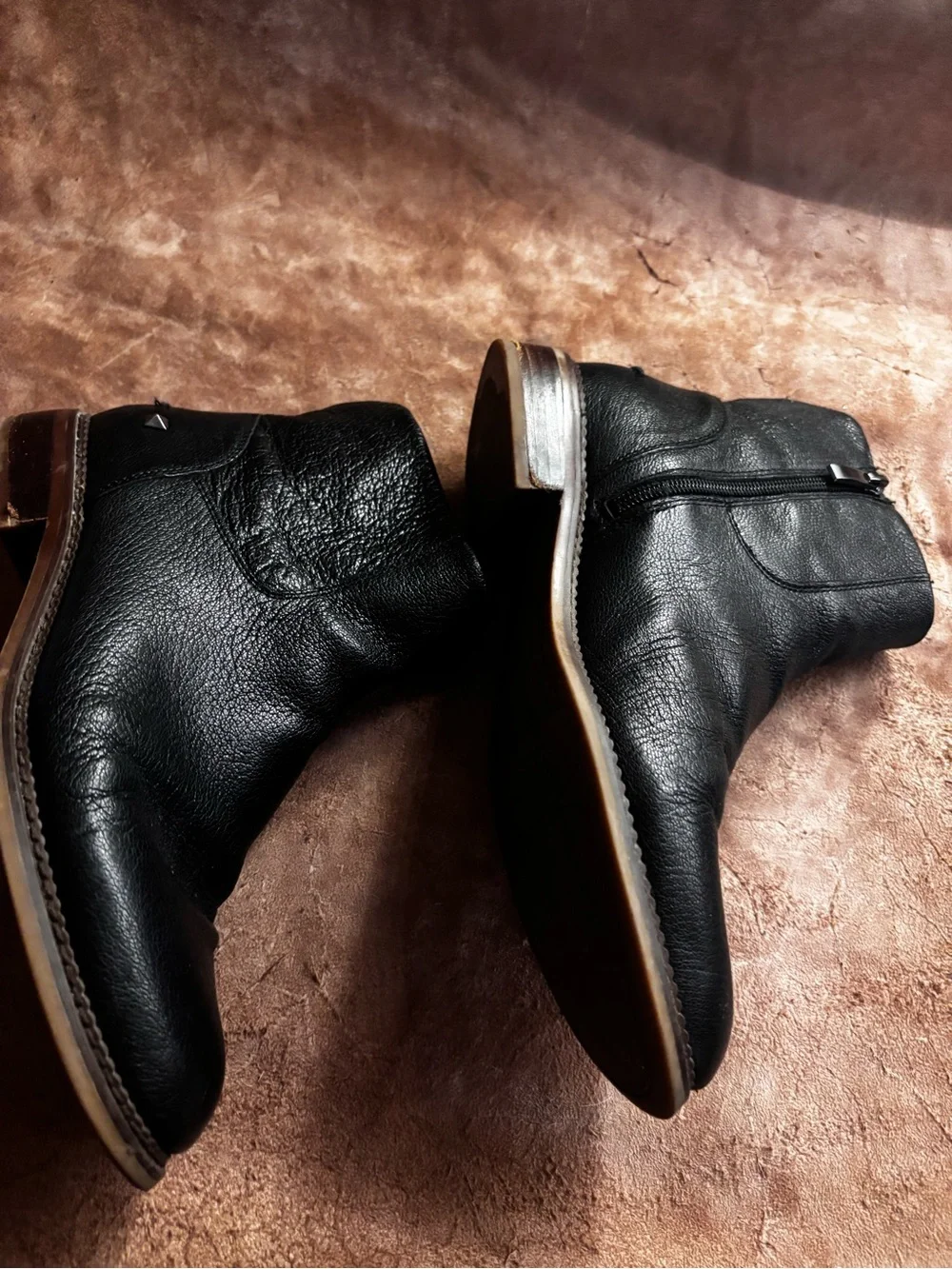 Franco Sarto Black Leather Chukka Zip Boots
